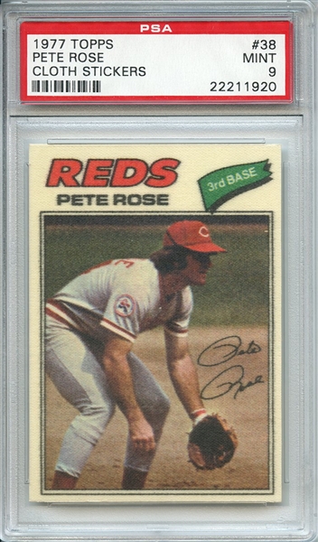 1977 TOPPS CLOTH STICKERS 38 PETE ROSE CLOTH STICKERS PSA MINT 9