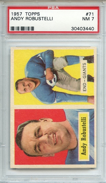 1957 TOPPS 71 ANDY ROBUSTELLI PSA NM 7