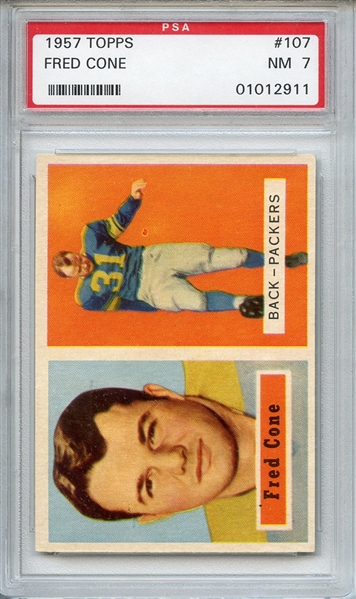 1957 TOPPS 107 FRED CONE PSA NM 7