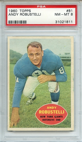 1960 TOPPS 81 ANDY ROBUSTELLI PSA NM-MT 8