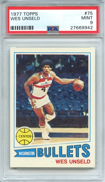 1977 TOPPS 75 WES UNSELD PSA MINT 9