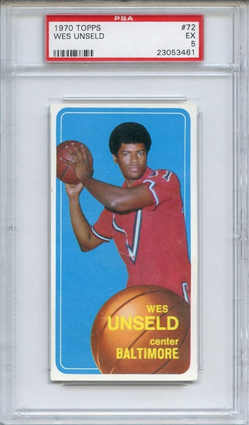 1970 TOPPS 72 WES UNSELD PSA EX 5