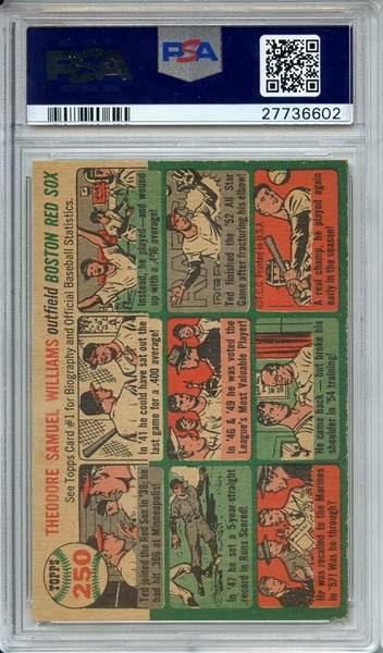 1954 TOPPS 250 TED WILLIAMS PSA NM 7