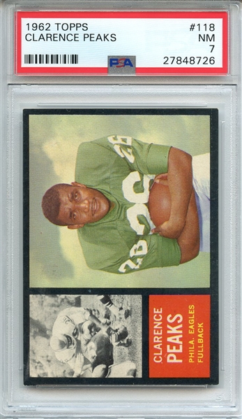 1962 TOPPS 118 CLARENCE PEAKS PSA NM 7