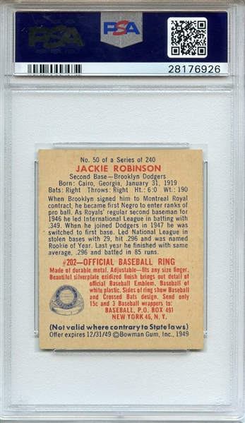 1949 BOWMAN 50 JACKIE ROBINSON PSA NM-MT 8