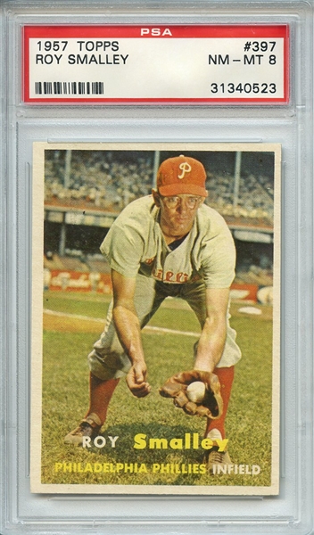 1957 TOPPS 397 ROY SMALLEY PSA NM-MT 8