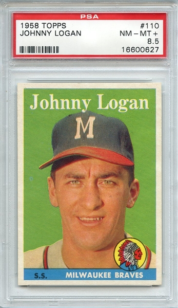 1958 TOPPS 110 JOHNNY LOGAN PSA NM-MT+ 8.5