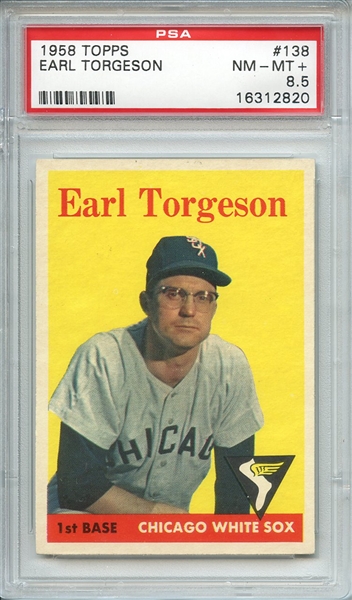 1958 TOPPS 138 EARL TORGESON PSA NM-MT+ 8.5