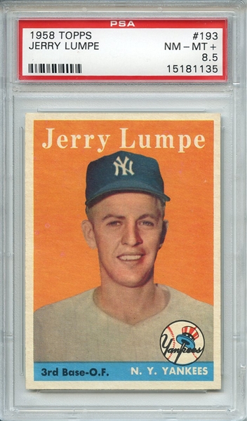 1958 TOPPS 193 JERRY LUMPE PSA NM-MT+ 8.5