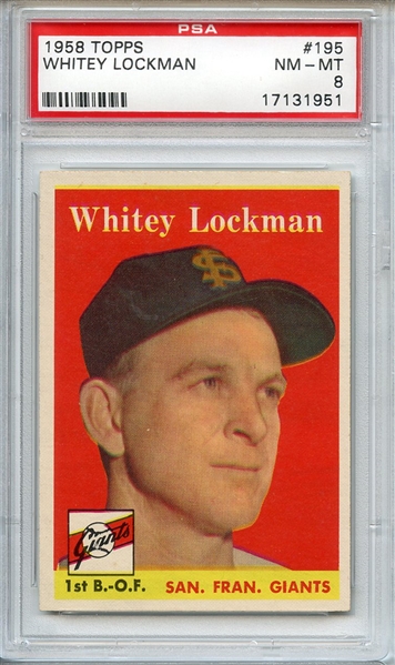 1958 TOPPS 195 WHITEY LOCKMAN PSA NM-MT 8