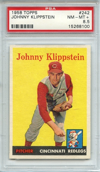 1958 TOPPS 242 JOHNNY KLIPPSTEIN PSA NM-MT+ 8.5