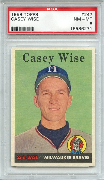 1958 TOPPS 247 CASEY WISE PSA NM-MT 8