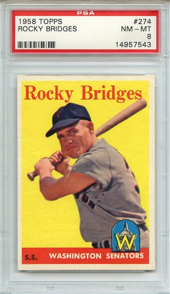 1958 TOPPS 274 ROCKY BRIDGES PSA NM-MT 8