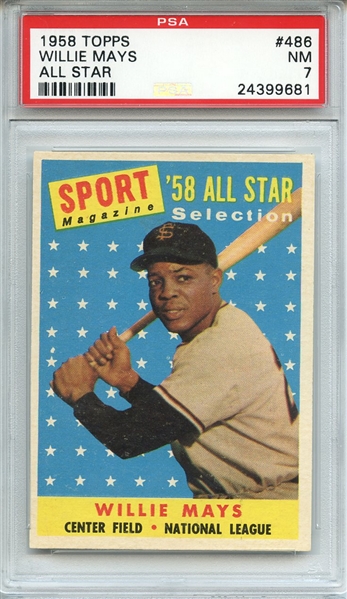 1958 TOPPS 486 WILLIE MAYS ALL STAR PSA NM 7