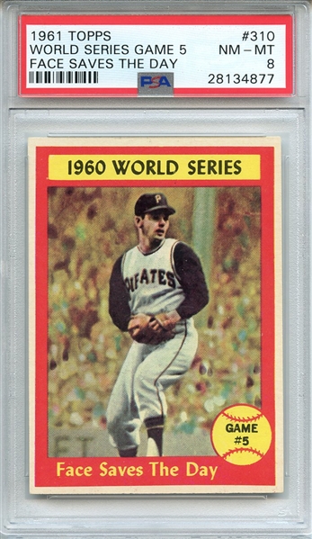 1961 TOPPS 310 WORLD SERIES GAME 5 FACE SAVES THE DAY PSA NM-MT 8