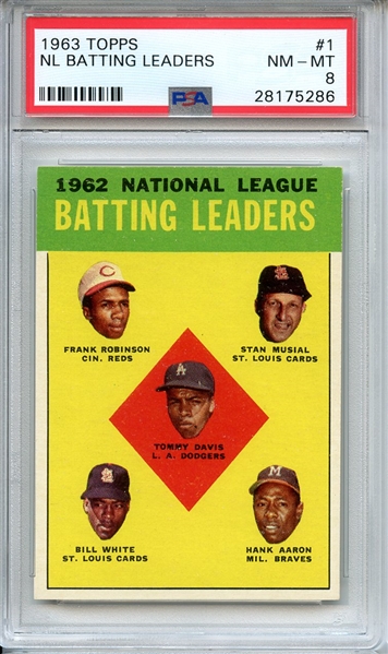 1963 TOPPS 1 NL BATTING LEADERS PSA NM-MT 8