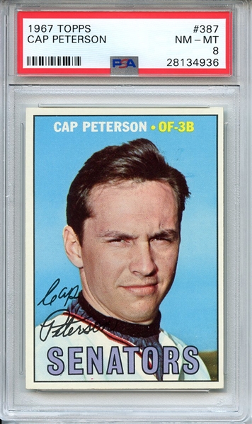 1967 TOPPS 387 CAP PETERSON PSA NM-MT 8