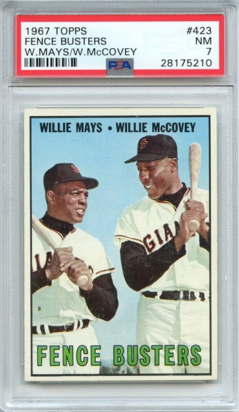 1967 TOPPS 423 FENCE BUSTERS W.MAYS/W.McCOVEY PSA NM 7