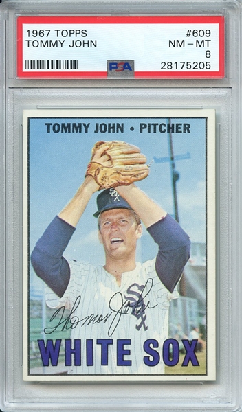 1967 TOPPS 609 TOMMY JOHN PSA NM-MT 8