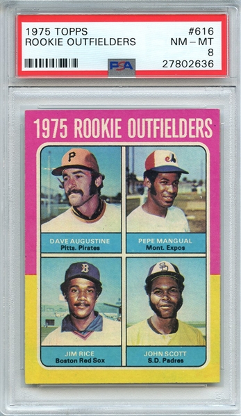 1975 TOPPS 616 ROOKIE OUTFIELDERS PSA NM-MT 8