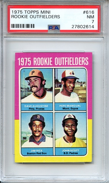 1975 TOPPS MINI 616 ROOKIE OUTFIELDERS PSA NM 7