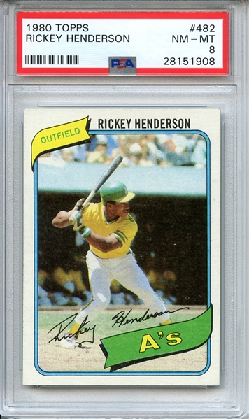 1980 TOPPS 482 RICKEY HENDERSON PSA NM-MT 8