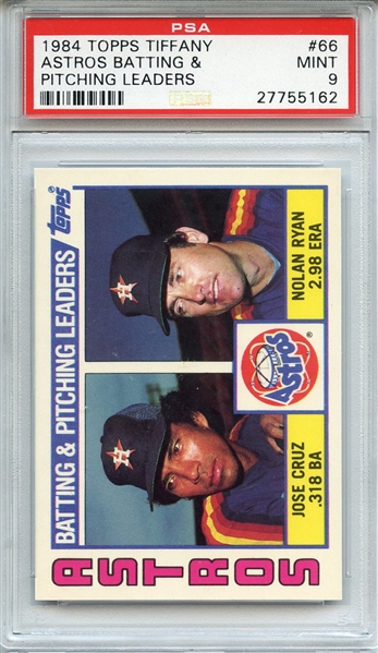 1984 TOPPS TIFFANY 66 ASTROS BATTING & PITCHING LEADERS PSA MINT 9