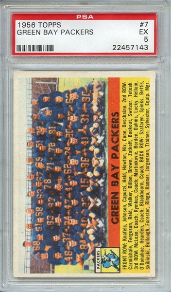 1956 TOPPS 7 GREEN BAY PACKERS PSA EX 5