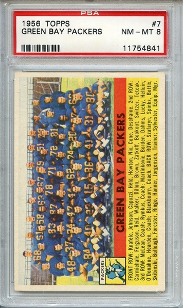 1956 TOPPS 7 GREEN BAY PACKERS PSA NM-MT 8