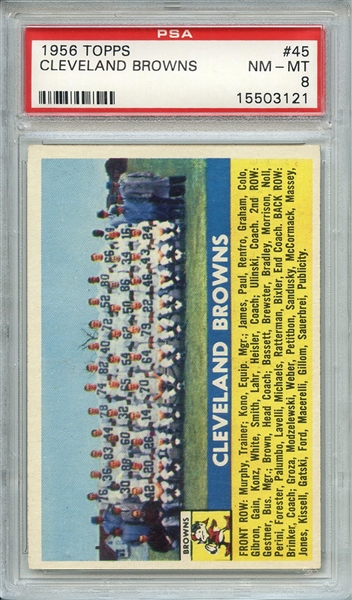 1956 TOPPS 45 CLEVELAND BROWNS PSA NM-MT 8