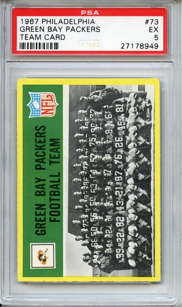 1967 PHILADELPHIA 73 GREEN BAY PACKERS TEAM CARD PSA EX 5