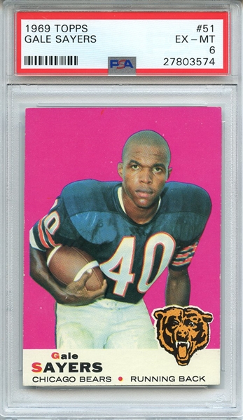 1969 TOPPS 51 GALE SAYERS PSA EX-MT 6