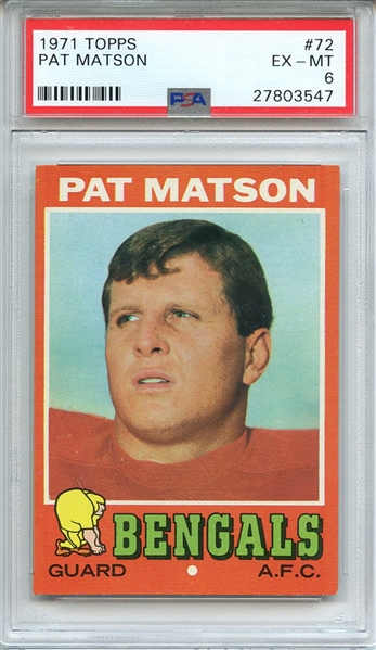 1971 TOPPS 72 PAT MATSON PSA EX-MT 6