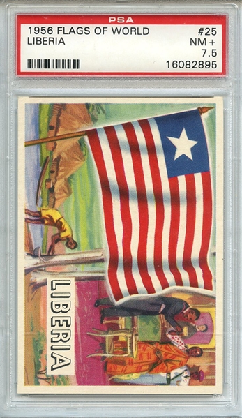 1956 FLAGS OF WORLD 25 LIBERIA PSA NM+ 7.5