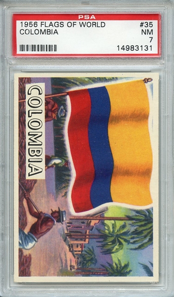 1956 FLAGS OF WORLD 35 COLOMBIA PSA NM 7