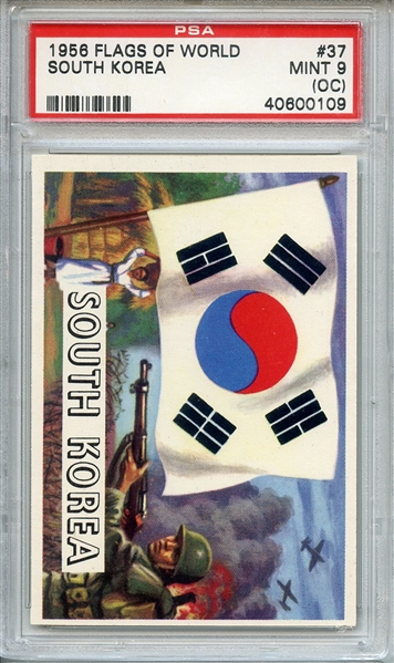 1956 FLAGS OF WORLD 37 SOUTH KOREA PSA MINT 9 (OC)