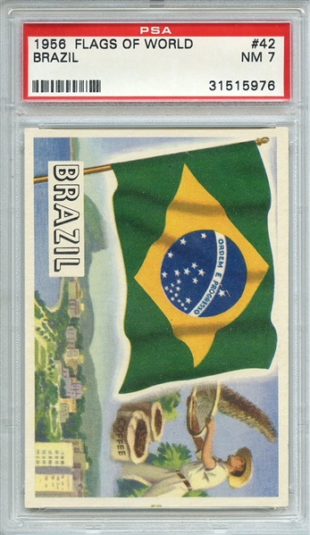 1956 FLAGS OF WORLD 42 BRAZIL PSA NM 7