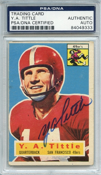 Y. A. TITTLE SIGNED 1956 TOPPS FOOTBALL CARD PSA/DNA