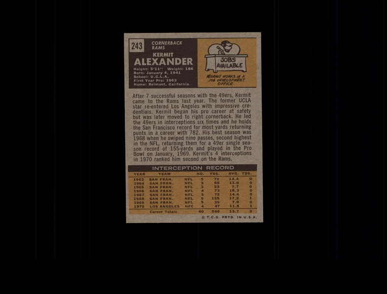 1971 Topps 243 Kermit Alexander EX-MT #D581567