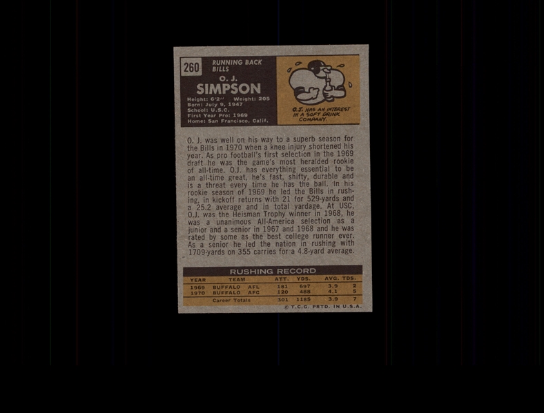 1971 Topps 260 O.J.Simpson EX-MT #D581571