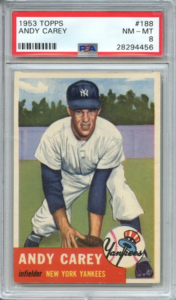 1953 TOPPS 188 ANDY CAREY PSA NM-MT 8