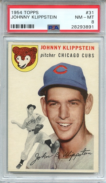 1954 TOPPS 31 JOHNNY KLIPPSTEIN PSA NM-MT 8