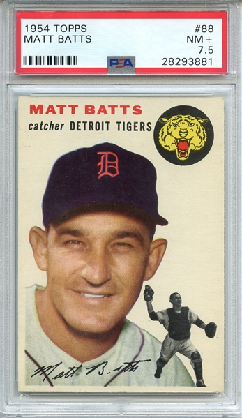 1954 TOPPS 88 MATT BATTS PSA NM+ 7.5