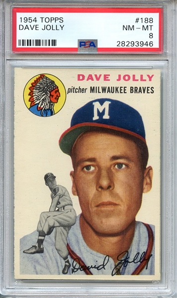1954 TOPPS 188 DAVE JOLLY PSA NM-MT 8