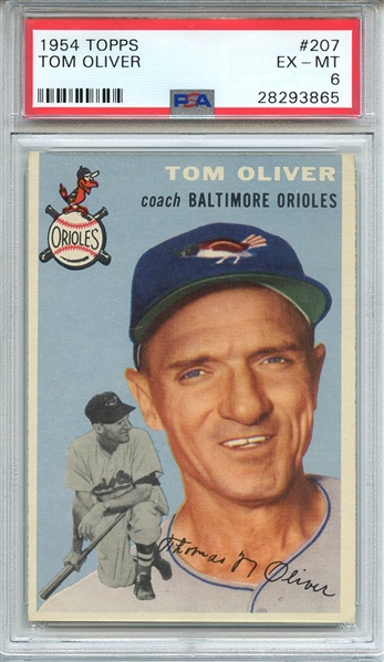 1954 TOPPS 207 TOM OLIVER PSA EX-MT 6