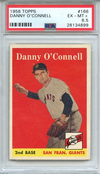 1958 TOPPS 166 DANNY O'CONNELL PSA EX-MT+ 6.5