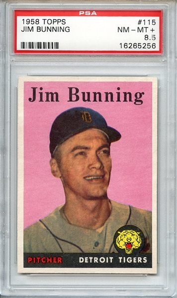 1958 TOPPS 115 JIM BUNNING PSA NM-MT+ 8.5