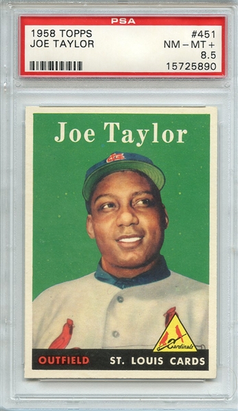 1958 TOPPS 451 JOE TAYLOR PSA NM-MT+ 8.5