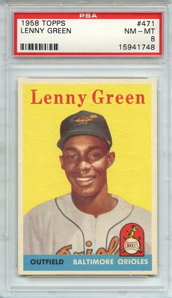 1958 TOPPS 471 LENNY GREEN PSA NM-MT 8