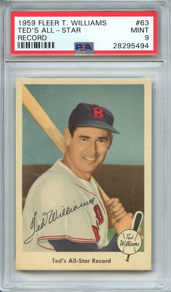 1959 FLEER TED WILLIAMS 63 TED'S ALL-STAR RECORD PSA MINT 9